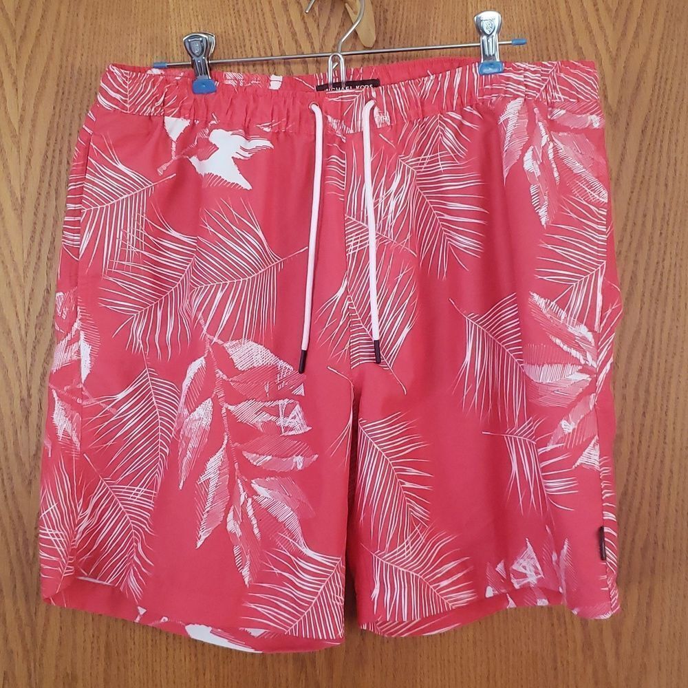 NWOT Michael Kors Hawaiian Palm Leaf Print Swim Trunks Sz L